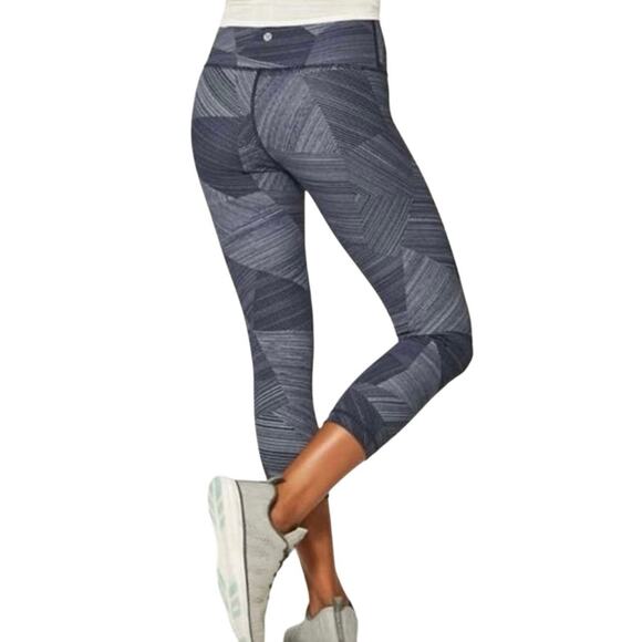 Lululemon Leggings Wunder Under HR Crop 21" Women 6 Etch Hail Midnight Navy - Picture 6 of 6